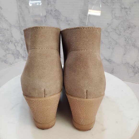 J. Crew Factory 7 Chukka Wedge Boots Taupe Suede 2 eye Lace up - Picture 8 of 11